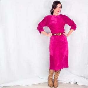 hot pink suede dress Skirt JUNIORH