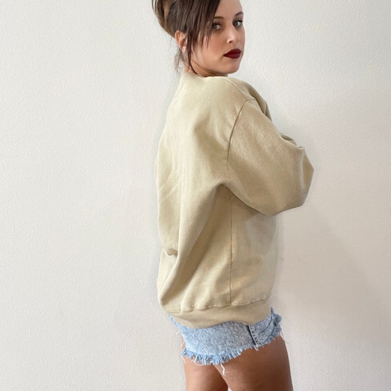 Vintage 90s Sweatshirt Beige Cotton Knit Oversize… - image 2