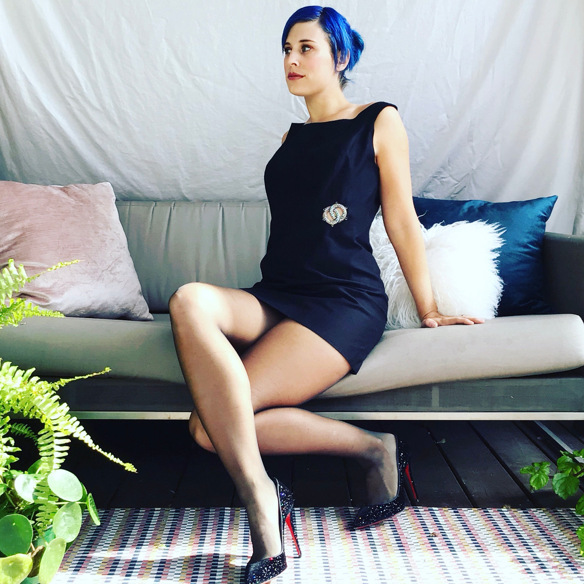 Vintage 80 Black Cocktail Brooch Gothic Dress Mini Prom Dress