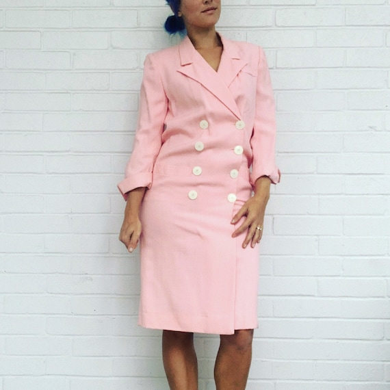 open lace back dress Pastel Pink Denim Shirt Dress in Midi Length ESTI main image 0