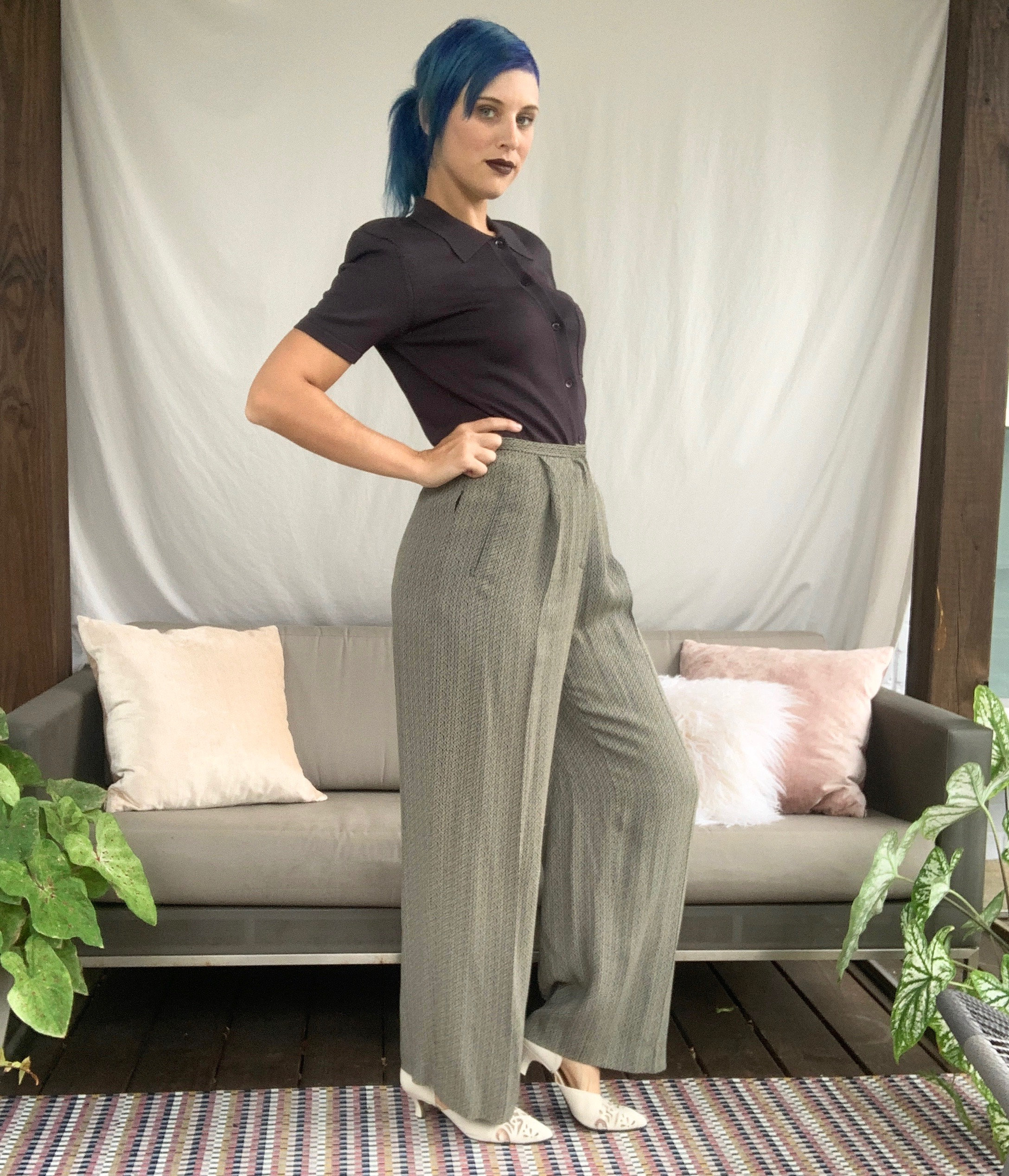 pleated pants high waisted