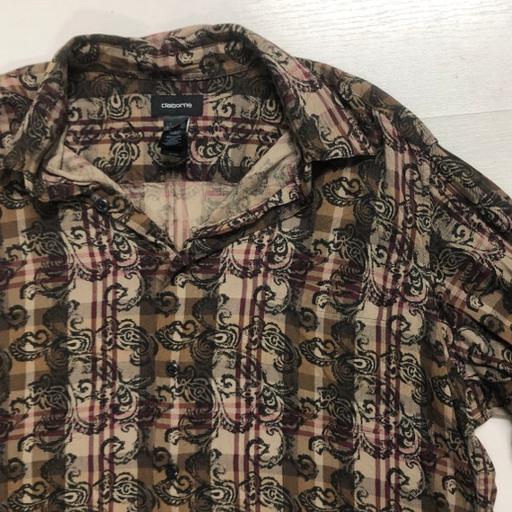 Vintage 90s Liz Claiborne Shirt Plaid Paisley But… - image 5