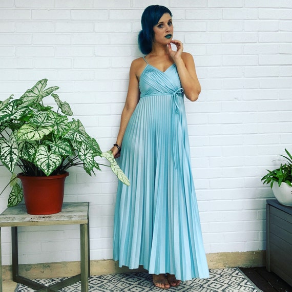 Homecoming Dress Empire Waist Dress 60's Gown Blue
