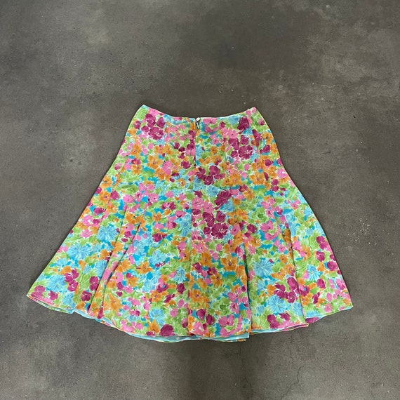 90s Vintage High Waisted Skirt Pastel Floral Trum… - image 4