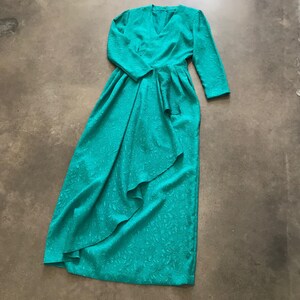 80s Prom Dress / Vintage Prom Dress / Maxi Wrap Dress / Green Dress image 7