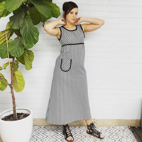 black and white empire waist dress Lady Black Tie - Whisper Stripe Empire Waist Midi Dress