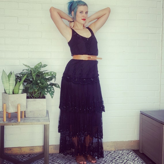 Witchy Dress Tiered Dress Black Maxi Dress