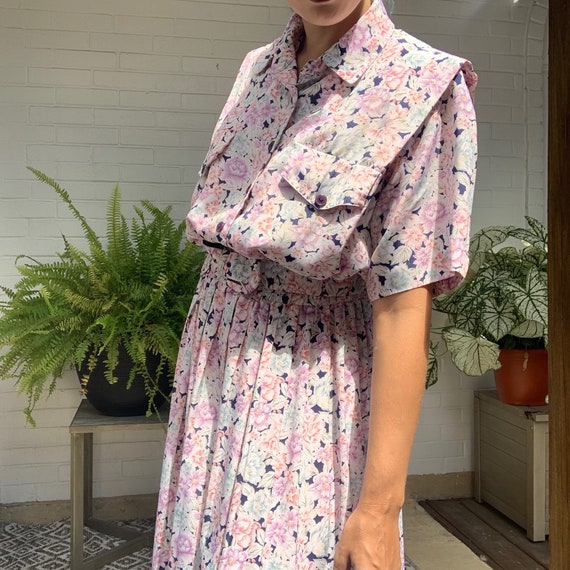 Floral Sundress Shirt Dress Button Up Tea Dress - image 2