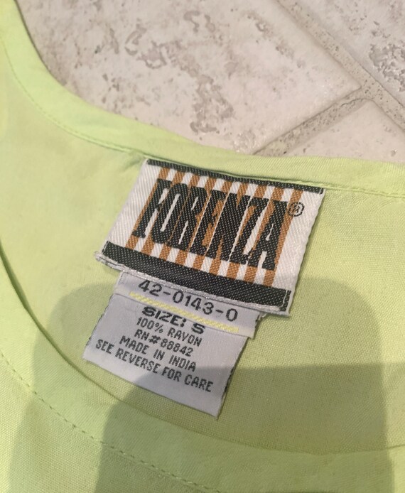 Vintage 90s Neon Yellow Tank Top Rayon Blouse - image 7