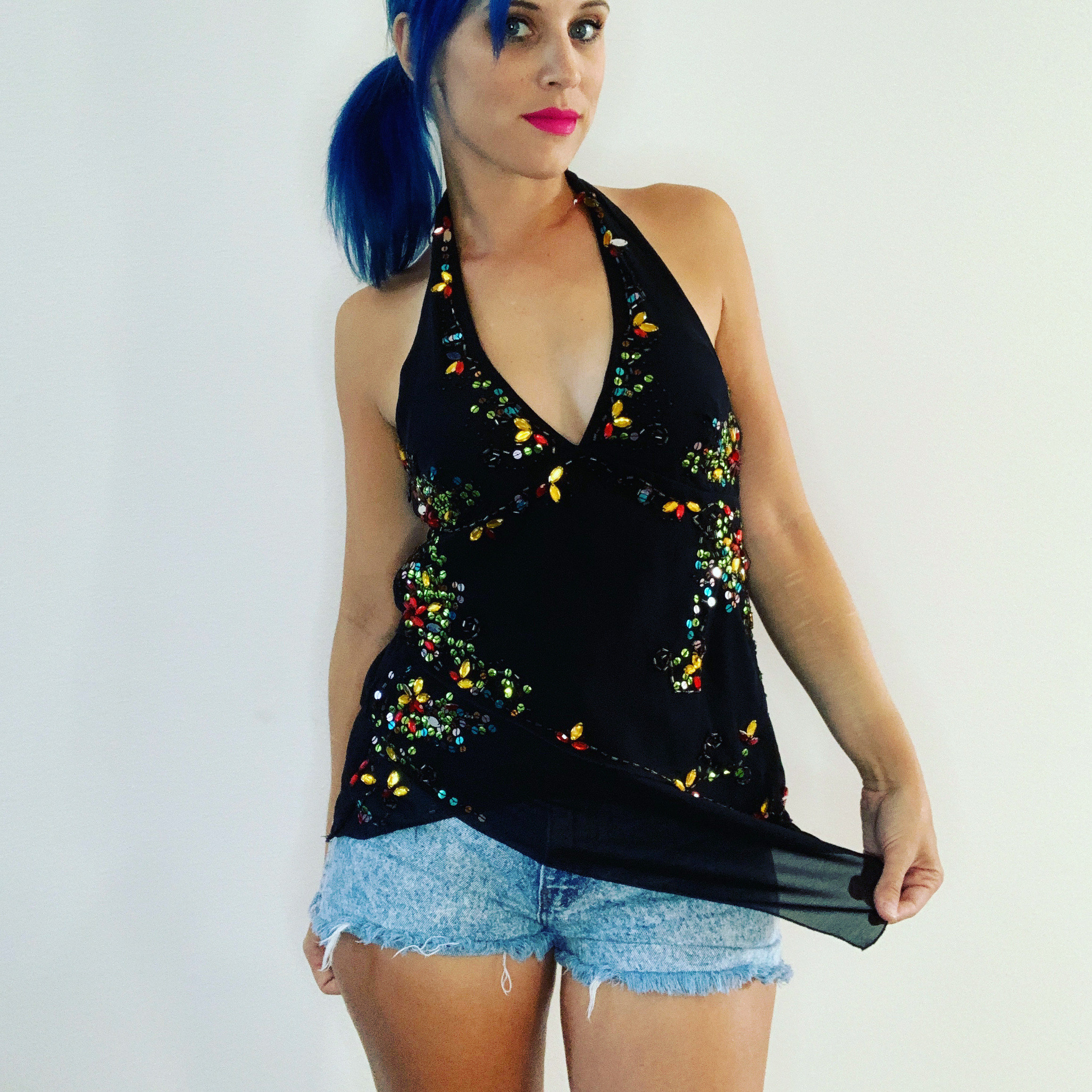 low cut chiffon shirt