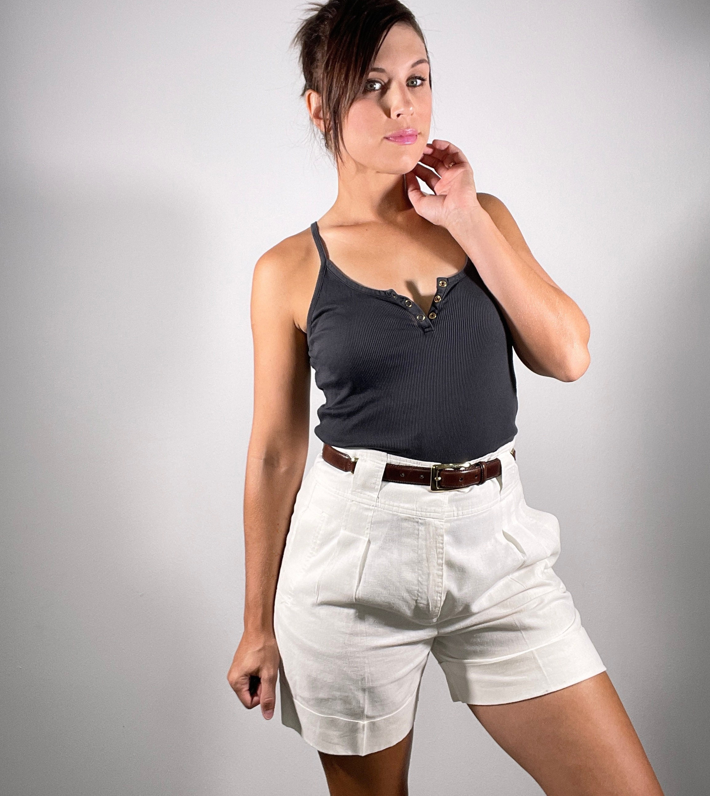 Ribbed Denim Safari Shorts - Women - Ready-to-Wear