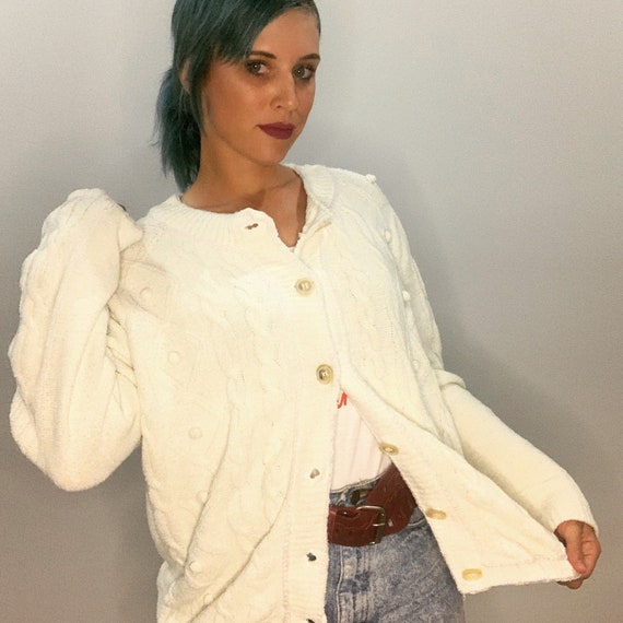 Chunky Knit Sweater 90s Oversized Cardigan Chenill