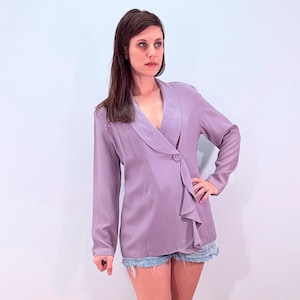Vintage 90s Y2k Jacket Pastel Purple Shawl Collar Blazer