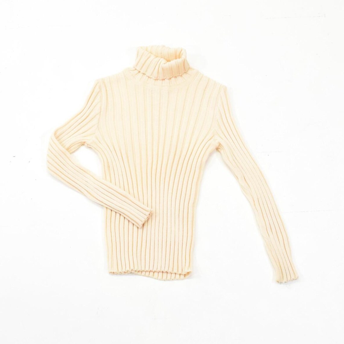 Vintage 70s I.Magnin Sweater | Soft Yellow Ribbed Knit Wool Turtleneck | Minimalist Ski Lodge Style | Retro Soft Girl Winter Classic, photo 4 of 5