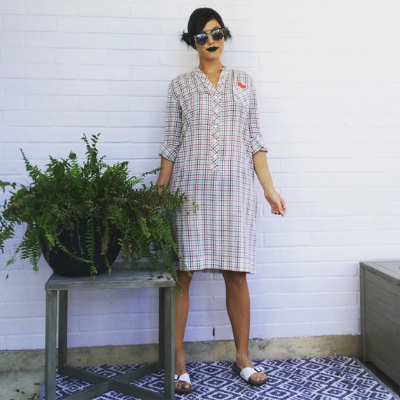 60s Shift Dress / 60s Shirt Dress / Vintage Shift… - image 1