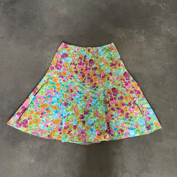 90s Vintage High Waisted Skirt Pastel Floral Trum… - image 5