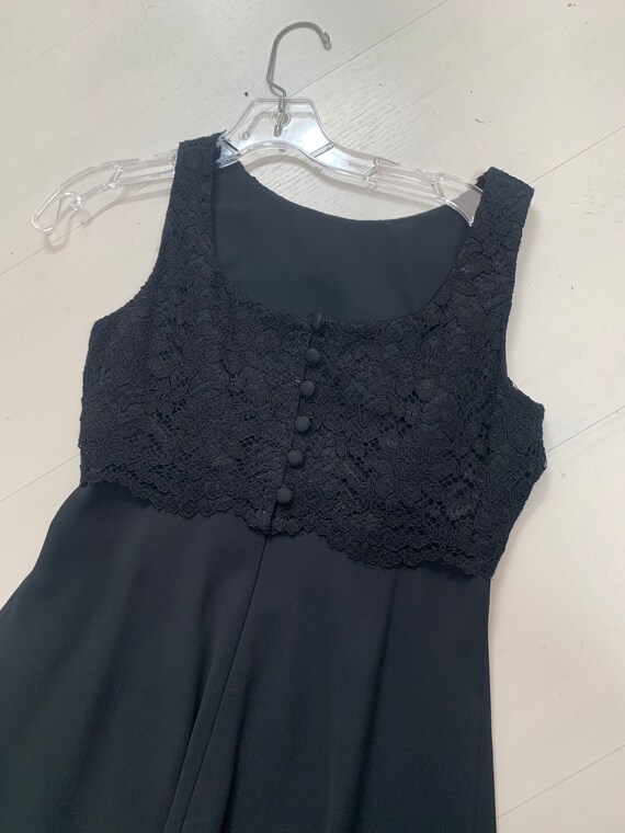 Vintage 90s Black Chiffon Lace Cocktail Dress - image 5