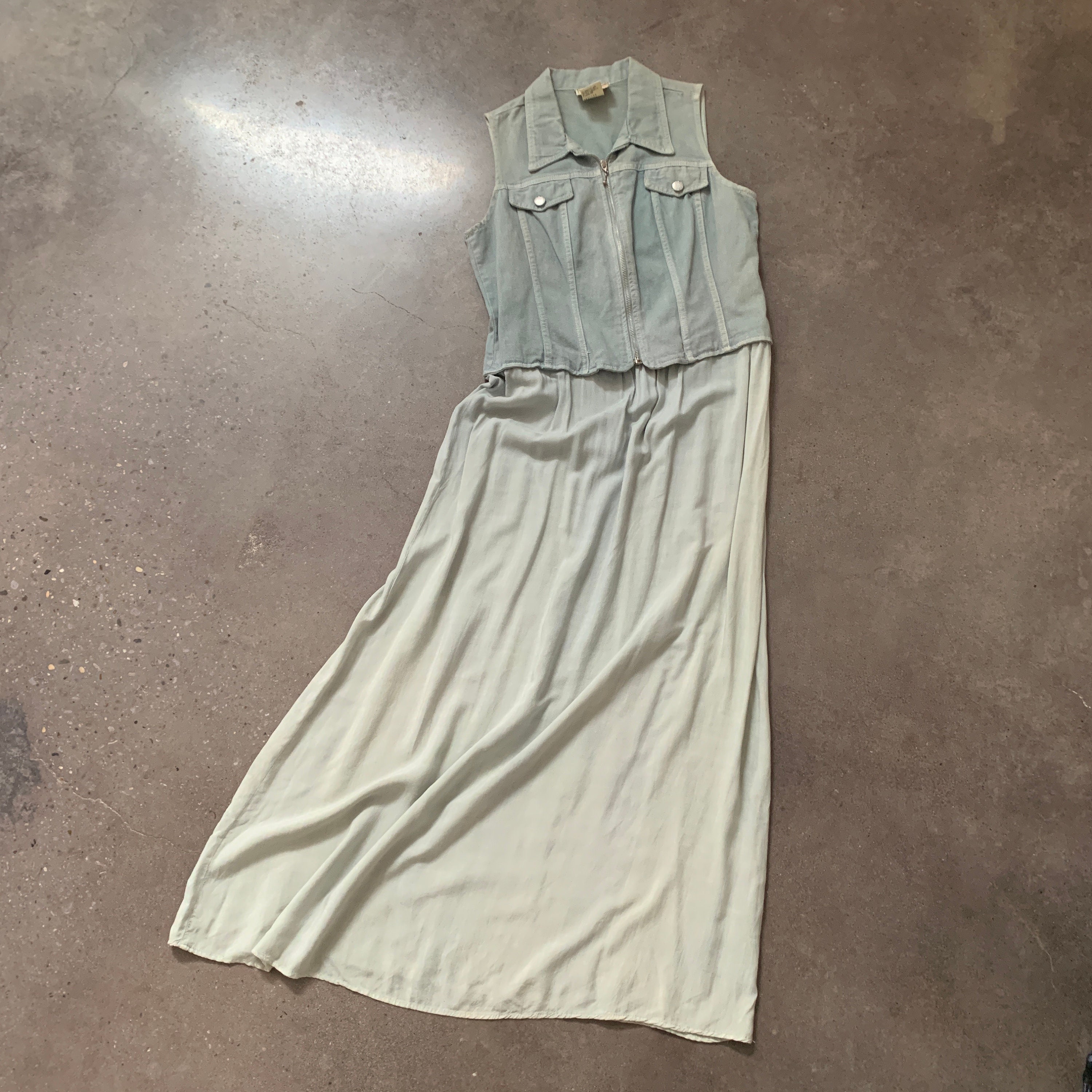 Vintage 90s Denim Vest Blue Maxi Dress