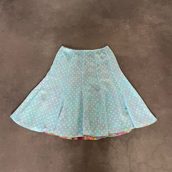 90s Vintage High Waisted Skirt Pastel Floral Trum… - image 7