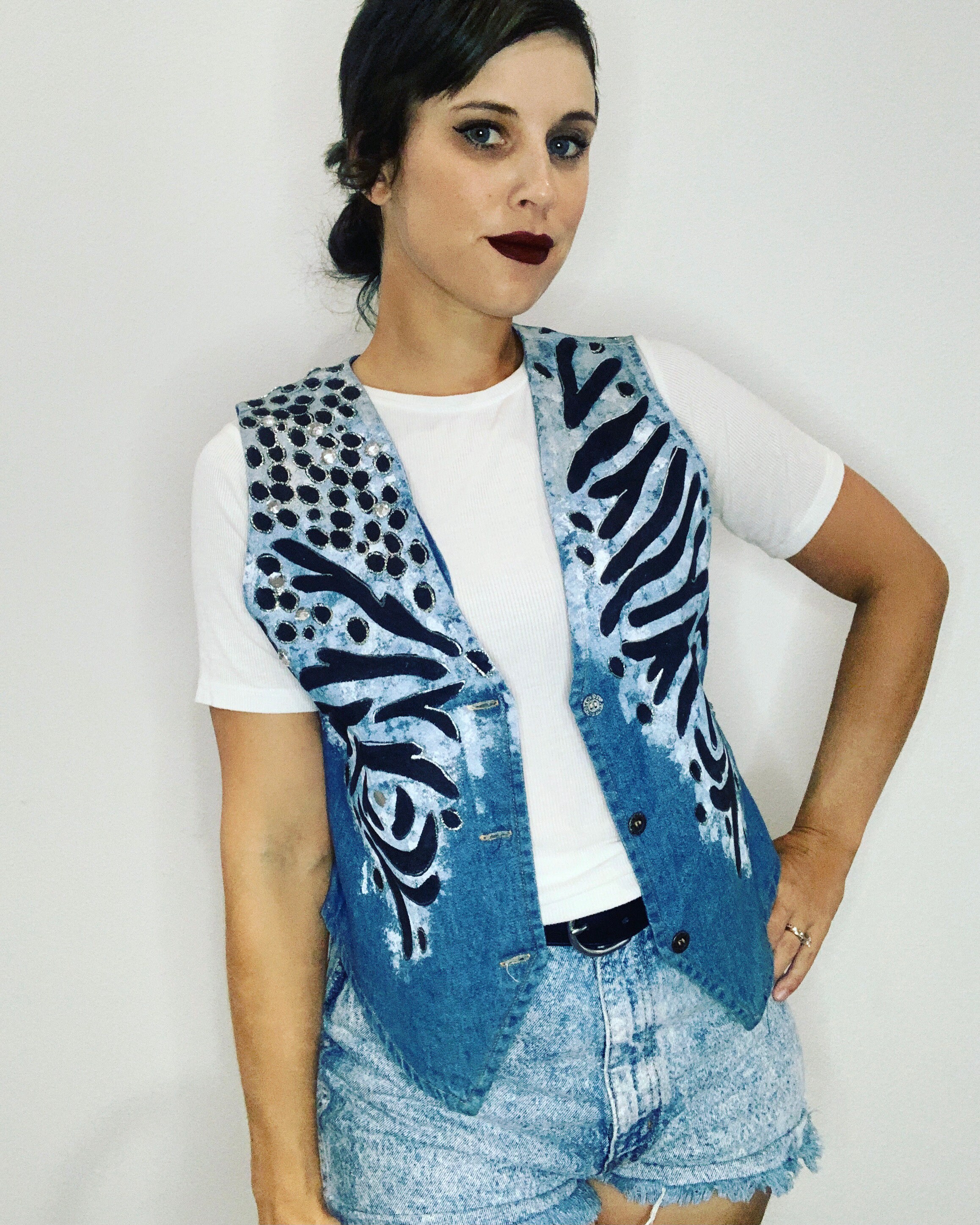 Vintage 80s Denim Vest Rocker 