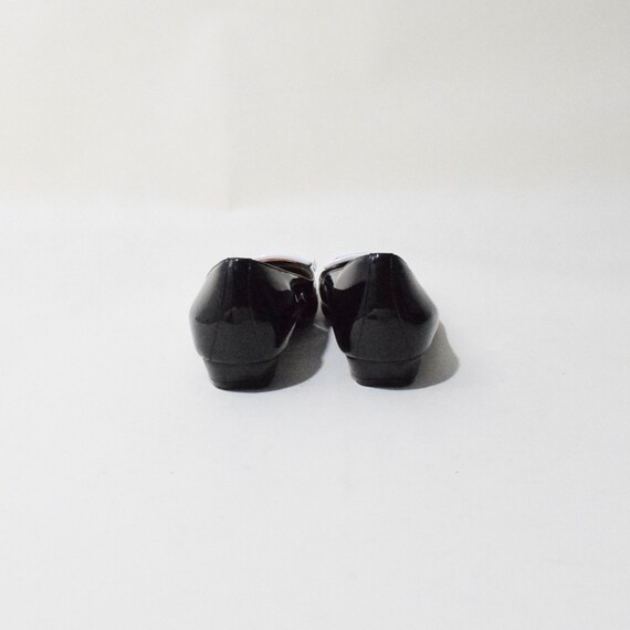 Vintage 80s Kitten Heels Black Patent Leather Fla… - image 6