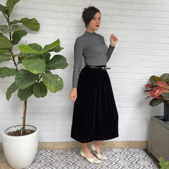 High waisted midi skirt 1970 top