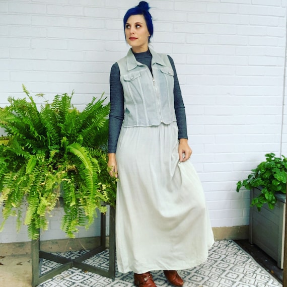 Vintage 90s Denim Maxi Dress - image 1