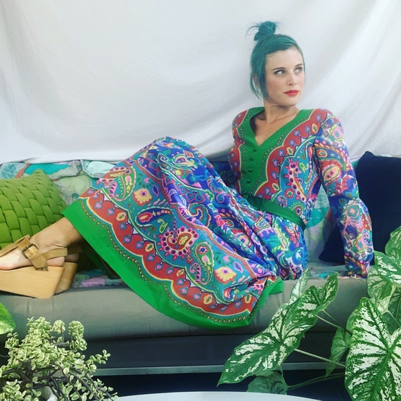 Boho Gown 60's Gown Vintage Maxi Dress