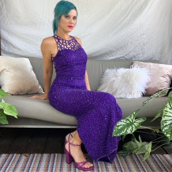 80s Prom Dress Vintage Prom Dress Purple Dress