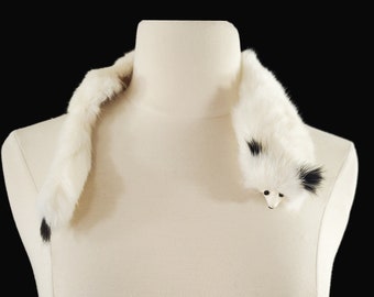 1950s Ivory Genuine Ermine Fur Collar, Neck Warmer, Ermine Tails, Estate Fresh