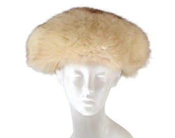 Lowenthals brown gray tan fur hat Vintage White Snow Arctic Fox Real Fur Winter Hat by  main image 2