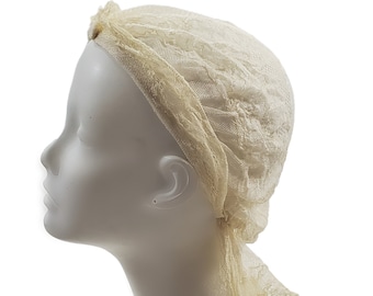 Antique Victorian Ivory Cream Lace Boudoir Cap