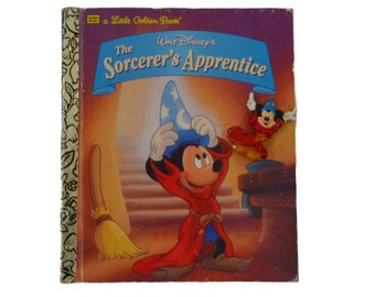 Vintage Little Golden Walt Disneys The Sorcerers Apprentice and Mickey Apprentice Plastic Pin