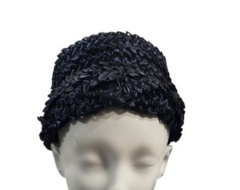 1950 年代/1960 年代 アイボリー ラフィア ストロー ピルボックス