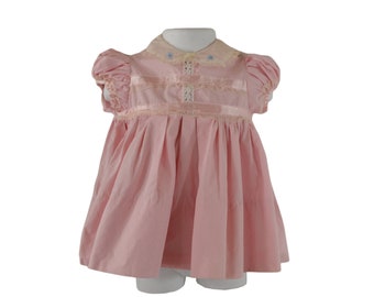1950s Infant Pale Pink Cotton Dress, 18/24 Months