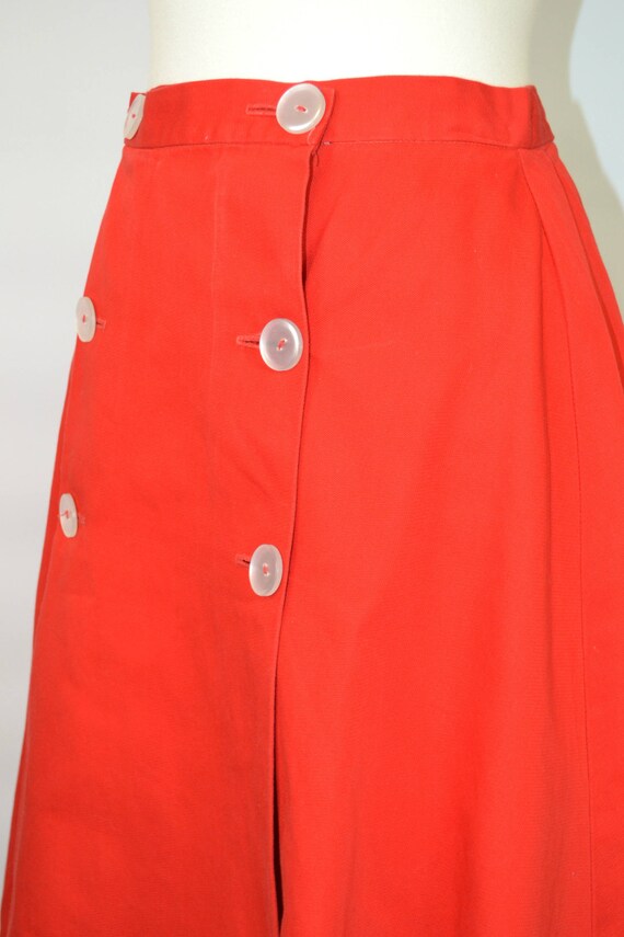 1950s Lipstick Red Khaki A-line Knee Length Skirt… - image 3