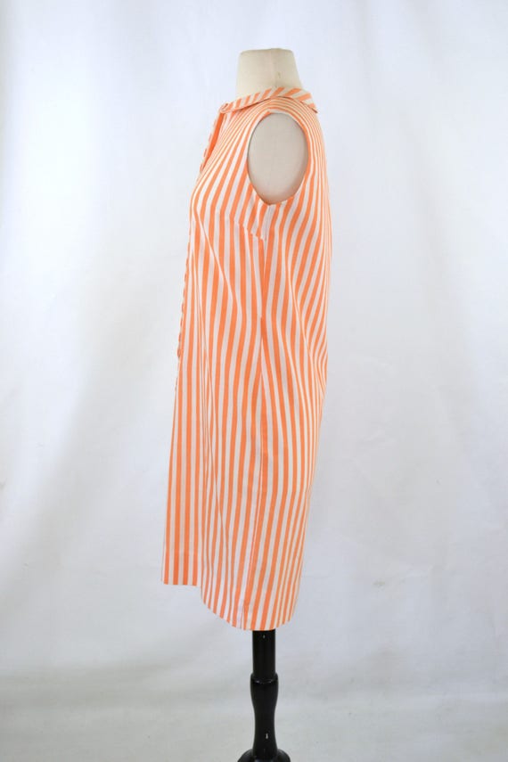 1960s Orange and White Vertical Stripe Shift Dres… - image 4