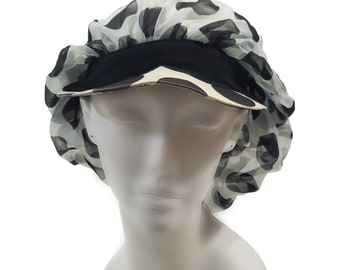 1960s Black and White Polka Dot Brimmed Coiffure Bonnet,Bouffant Hair Do Protector Curler Cap, Sleep Cap