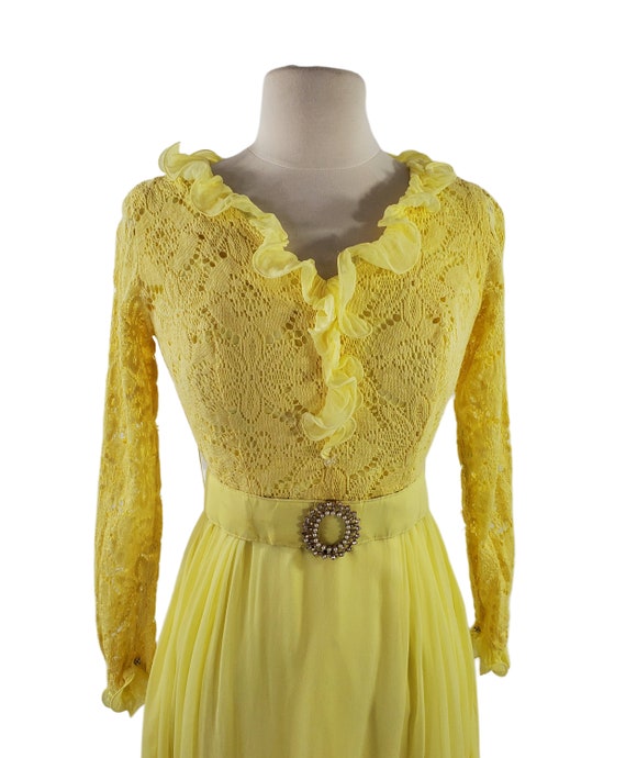 1960s/1970s Yellow Crochet Top and Chiffon Maxi D… - image 7