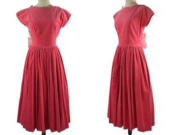 1950s/1960s Pink Velveteen Party Dress with Full Skirt, Needs TLC