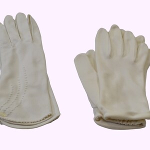 1960s White Nylon Gloves, Wrist Length, Costume Gloves (Needs TLC)