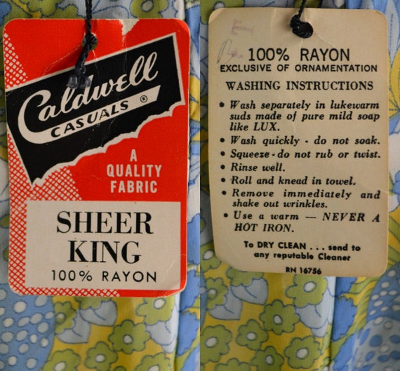 1950s NOS Blue, Green, Yellow and White Floral Pr… - image 8