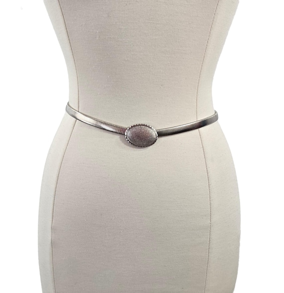 1970s Silver Tone Elasticized Snake Stretch Belt With  display picture 2