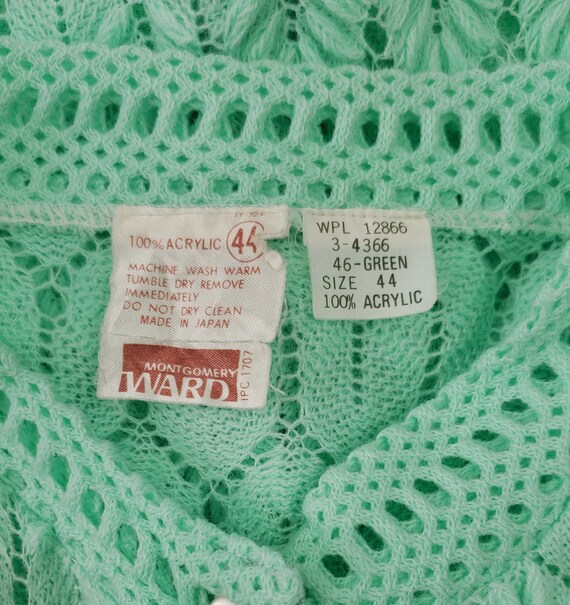 1960s/1970s Mint Green Button Up Cardigan Sweater… - image 8