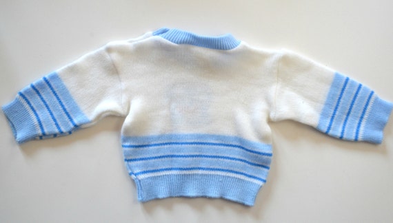 Vintage Infant White and Blue Striped Beary Smart… - image 3