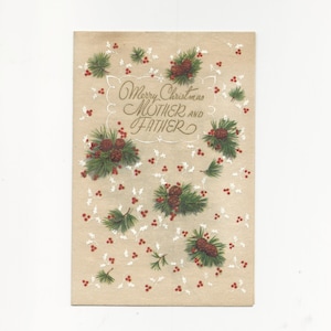 Vintage ongebruikte moeder en vader kerstkaart van Rust Craft