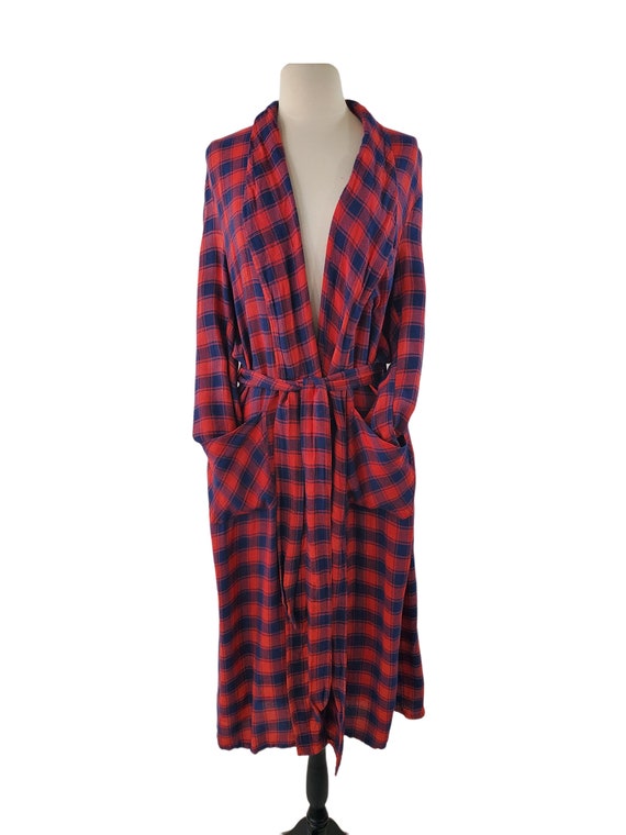 1950s/1960s Red and Blue Plaid Unisex Robe - image 7