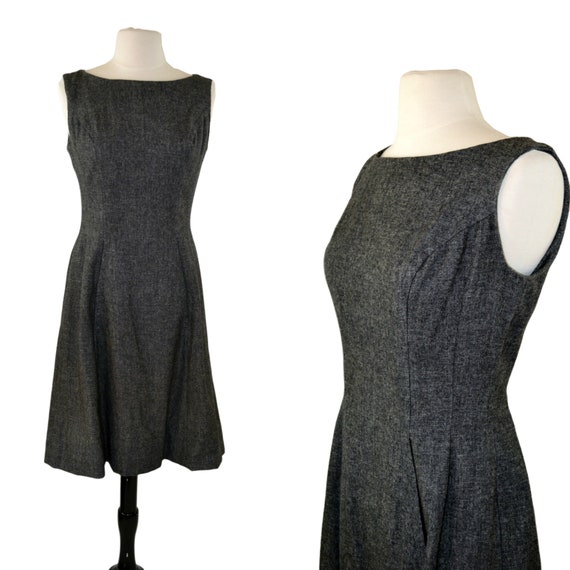 1960s Sleeveless Gray Wool Tea Length Dress by Jo… - image 1