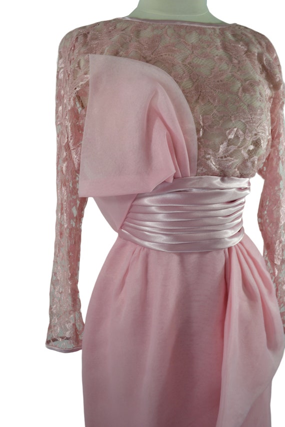 1980s Lace and Shimmery Sheer Pink Dress by Lilli… - image 7