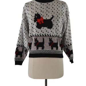 1980s Girls Black and White Scottish Terrier Pullover Sweater by Hot Fudge image 2